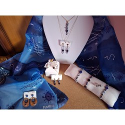 Collection Impressions marines: broche sodalite et lapis lazuli PAPILLON