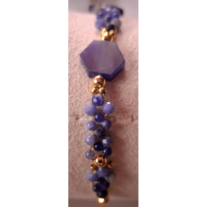 Bracelet en sodalite FIGUEROLLES, Collection Impressions marines, création Martine Portelli