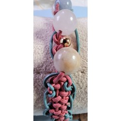 Bracelet cuir et Morganite Guimauve