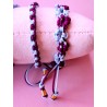 Bracelet coulissant en soie naturelle macramé Myosotis et Lilas