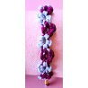 Bracelet coulissant en soie naturelle macramé Myosotis et Lilas, création Martine Portelli