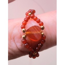 Bague Coeur en Aventurine rouge et cornaline, création Martine Portelli, Marseille