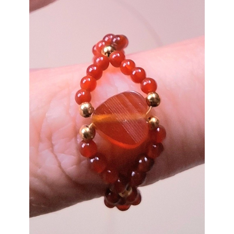 Bague Coeur en Aventurine rouge et cornaline, création Martine Portelli, Marseille Bague Coeur en Aventurine rouge et cornaline, création Martine Portelli, Marseille
