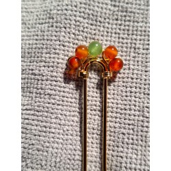 Pique à cheveux GRANADA orné d'agate rouge et d'aventurine verte