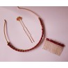 Serre-tête  macramé de soie Fraise des bois, création Martine Portelli