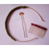 Serre-tête  macramé de soie Fraise des bois