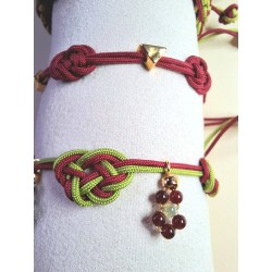 Bracelet coulissant soie macramé, cornaline et agate indienne Fragola