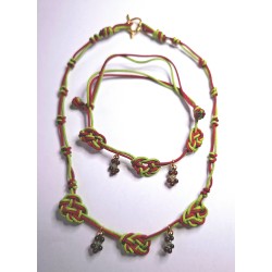 Bracelet coulissant soie macramé, cornaline et agate indienne Fragola