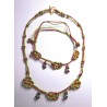 Bracelet coulissant soie macramé, cornaline et agate indienne Fragola
