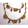 Bracelet coulissant soie macramé, cornaline et agate indienne Fragola
