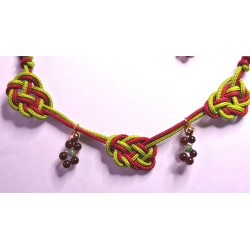 Collier ras du cou soie macramé, cornaline et agate indienne Fragola