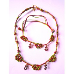 Collier ras du cou soie macramé, cornaline et agate indienne Fragola