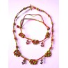 Collier ras du cou soie macramé, cornaline et agate indienne Fragola