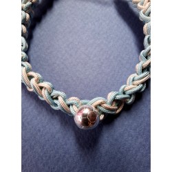 Bracelet coulissant soie macramé et perle ballon football plaqué argent Marseille