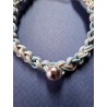 Bracelet coulissant soie macramé et perle ballon football plaqué argent Marseille