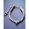 Bracelet coulissant soie macramé et perle ballon football plaqué argent Marseille