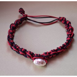 Bracelet coulissant soie macramé et perle ballon de Rugby