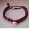 Bracelet coulissant soie macramé et perle ballon de Rugby