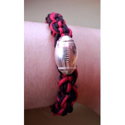 Bracelet coulissant soie macramé et perle ballon de Rugby