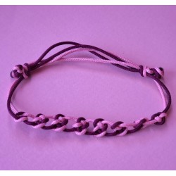Bracelet coulissant soie macramé Rose améthyste