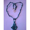 Collier soie macramé Entrelacs Turquoise et Noir