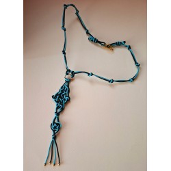 Collier soie macramé Entrelacs Turquoise et Noir