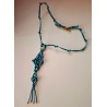 Collier soie macramé Entrelacs Turquoise et Noir