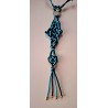 Collier soie macramé Entrelacs Turquoise et Noir