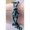 Bracelet coulissant soie macramé Entrelacs Turquoise et Noir