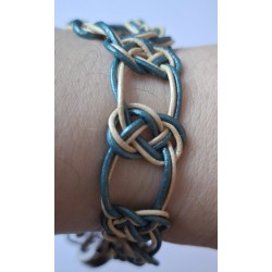 Bracelet en cuir macramé Infini bleu