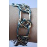 Bracelet en cuir macramé Infini bleu