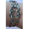 Bracelet en cuir macramé Infini bleu, création Martine Portelli