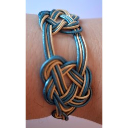 Bracelet cuir macramé Ruban de mer, création Martine Portelli