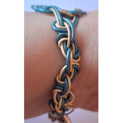 Bracelet cuir macramé Ruban de mer