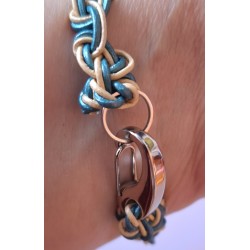 Bracelet cuir macramé Ruban de mer