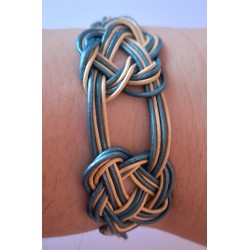 Bracelet cuir macramé Ruban de mer