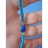 Bracelet coulissant en soie naturelle macramé et lapis lazuli Outremer