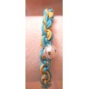 Bracelet coulissant en soie naturelle macramé Pétanque, création Martine Portelli