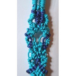 Collier coulissant 2 en 1 en macramé de soie, turquoise et amazonite Le Bleu de ma Mer