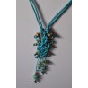 Collier 2 en 1 coulissant soie macramé et jade bleu Lagon Bleu