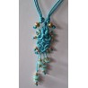 Collier 2 en 1 coulissant soie macramé et jade bleu Lagon Bleu