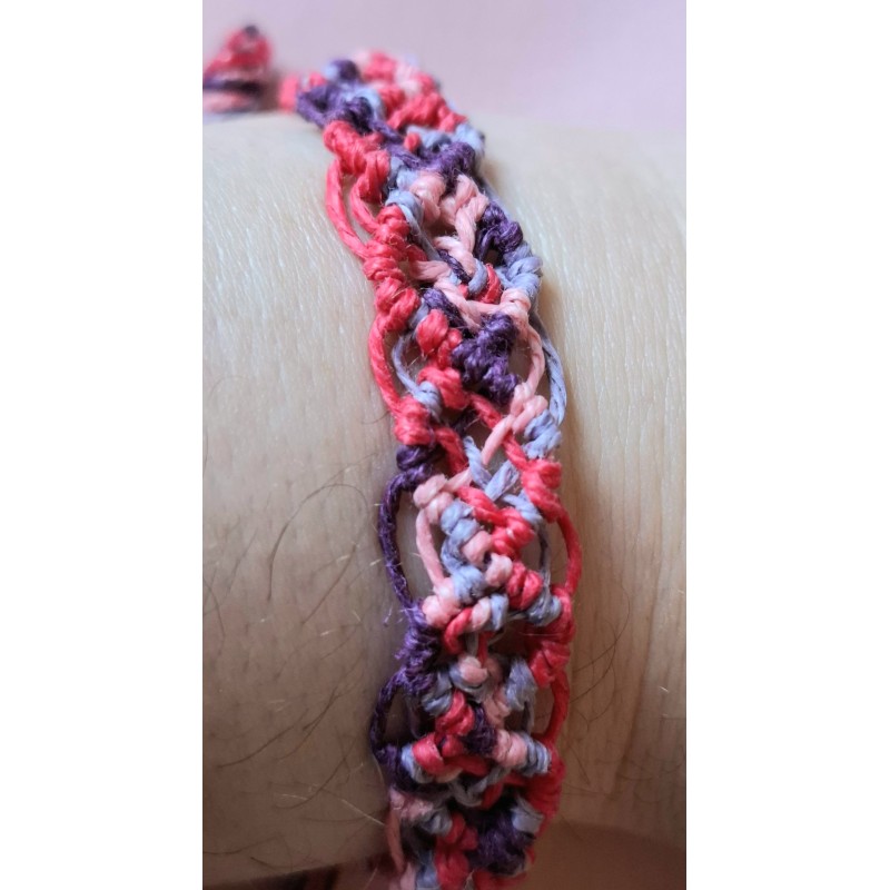Bracelet coulissant lin macramé Rosie, création Martine Portelli