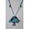 Collier coulissant 2 en 1 en macramé de soie, Turquoise et donuts de sodalite Baleine