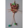 Pendentif en macramé de soie, agate verte et cornaline Chat, création Martine Portelli