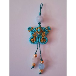 Pendentif en macramé de soie et morganite Papillon