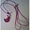 Collier coulissant 2 en 1 en macramé de soie et morganite Crevette