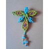 Pendentif en macramé de soie et jade bleu Exotique, création Martine Portelli