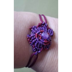 Bracelet coulissant soie macramé et améthyste Viola