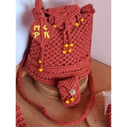 Sac macramé Erable et son porte-monnaie, création Martine Portelli