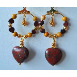 Boucles d'oreilles jaspes poppy et mokaite COEURS DE LYS